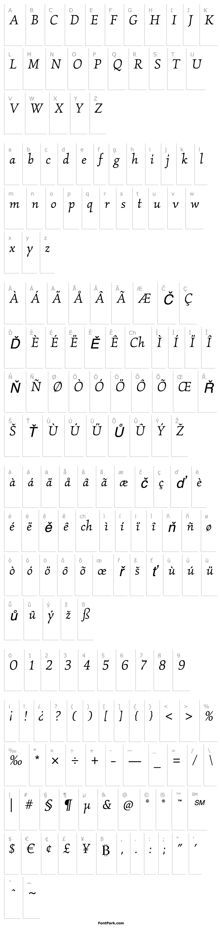 Přehled KallosITCStd-BookItalic