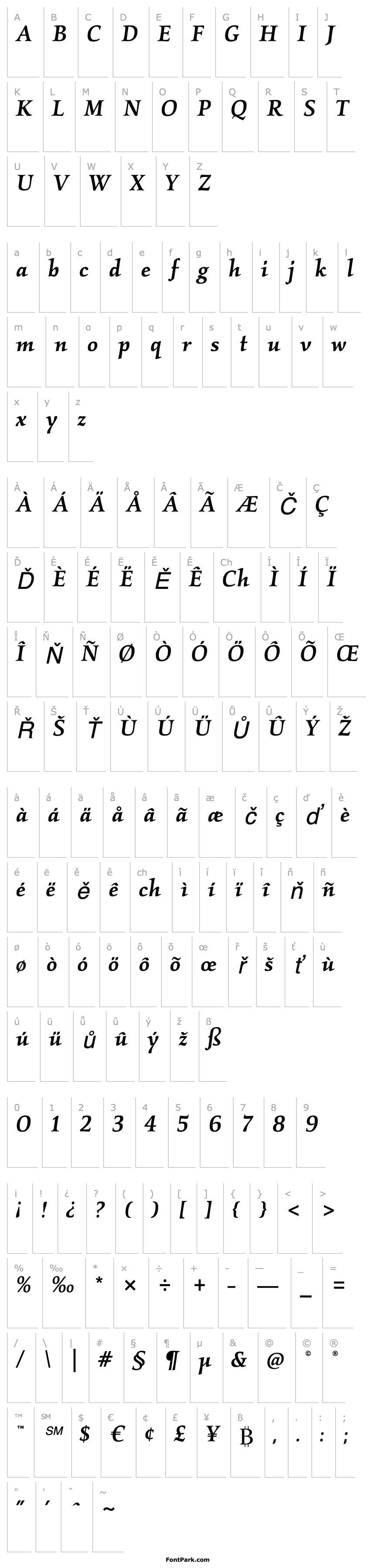 Přehled KallosITCStd-MediumItalic