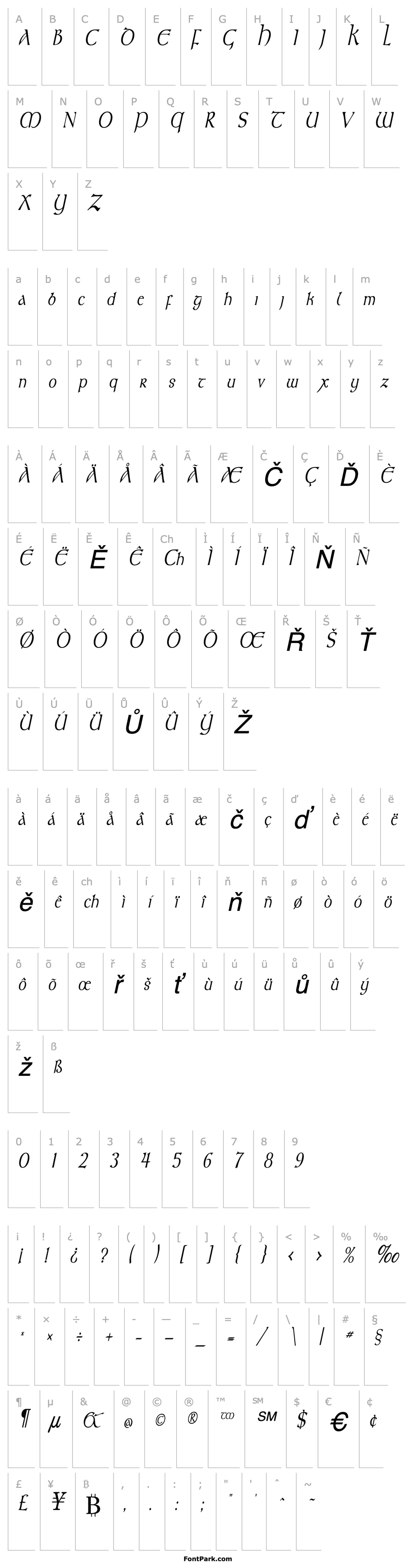 Overview Kelt Thin Italic