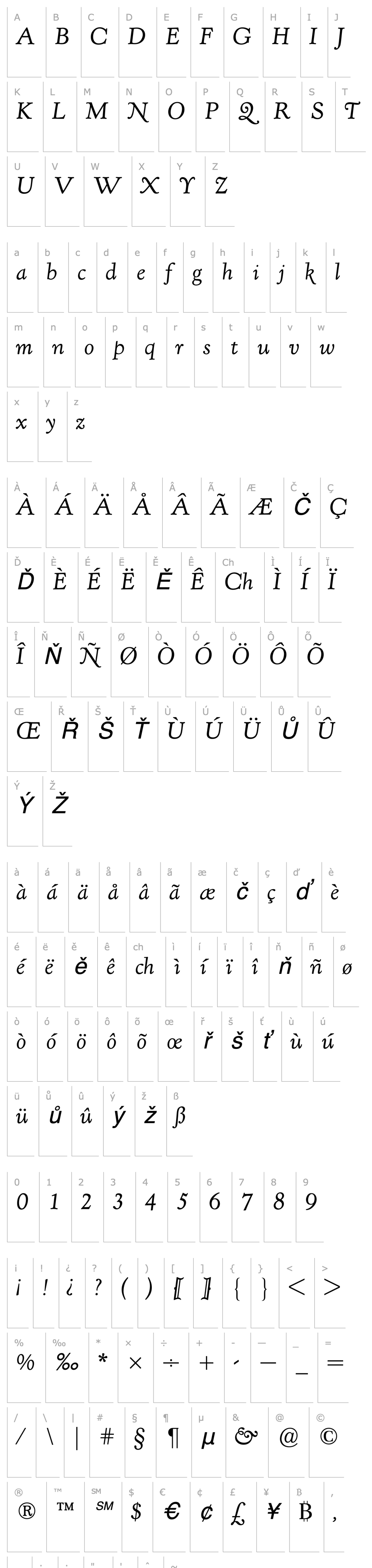 Přehled KennerleyOldstyleBQ-Italic