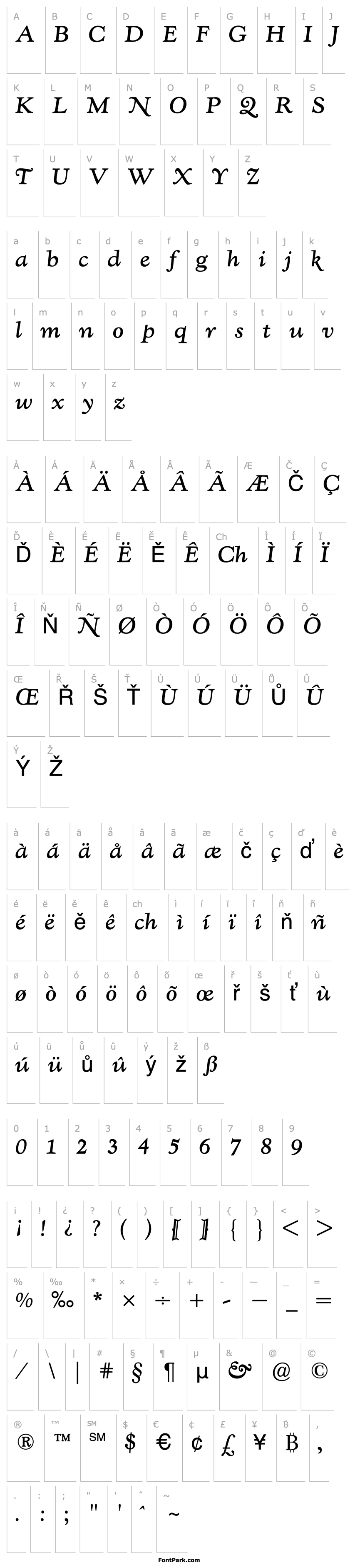 Přehled KennerleyOldstyleBQ-MediumItalic