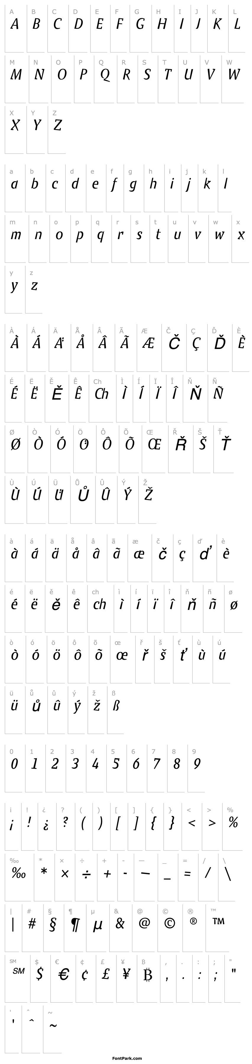 Overview KeuleSemiSerifEF-RegularItalic