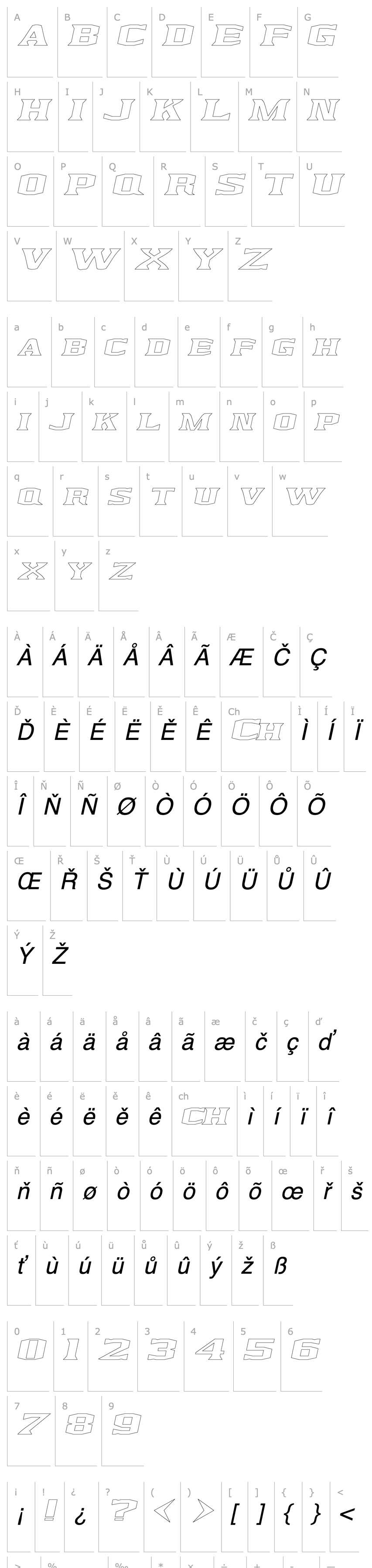 Overview KingfreshCondensedOutline Italic