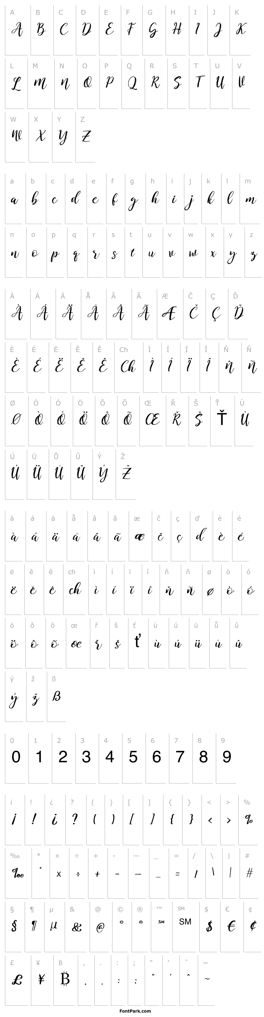 Přehled Kitahara Brush Script demo vers