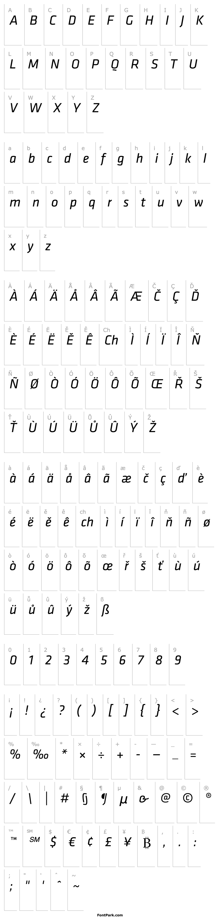 Overview Klavika-RegularItalic