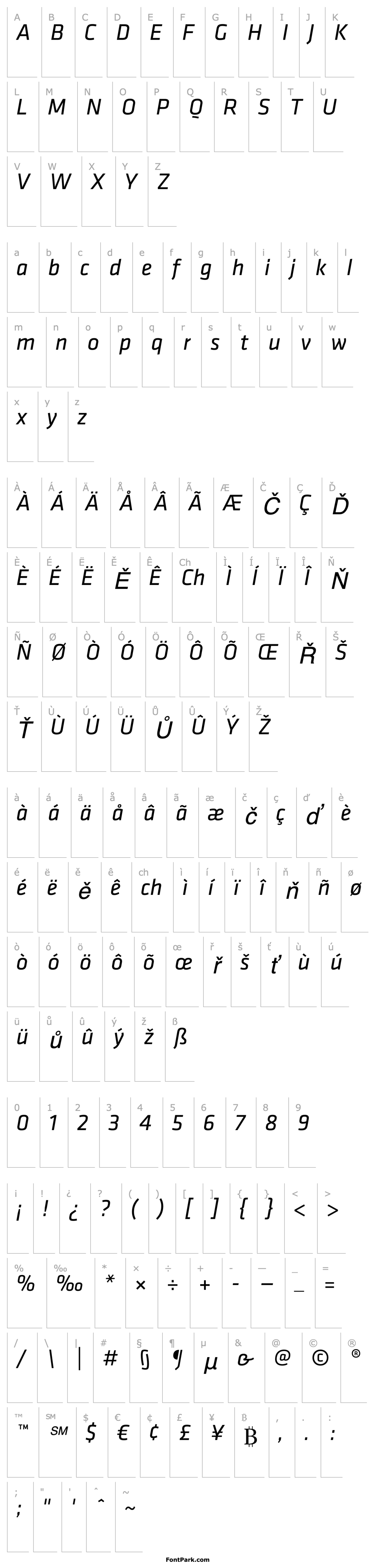 Overview KlavikaRegular-Italic