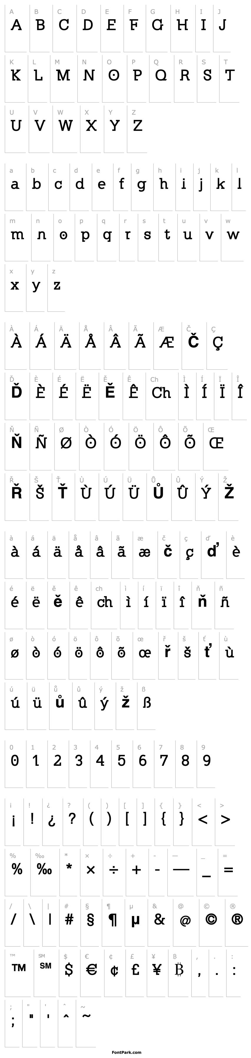 Overview KleinSlabserif-Bold