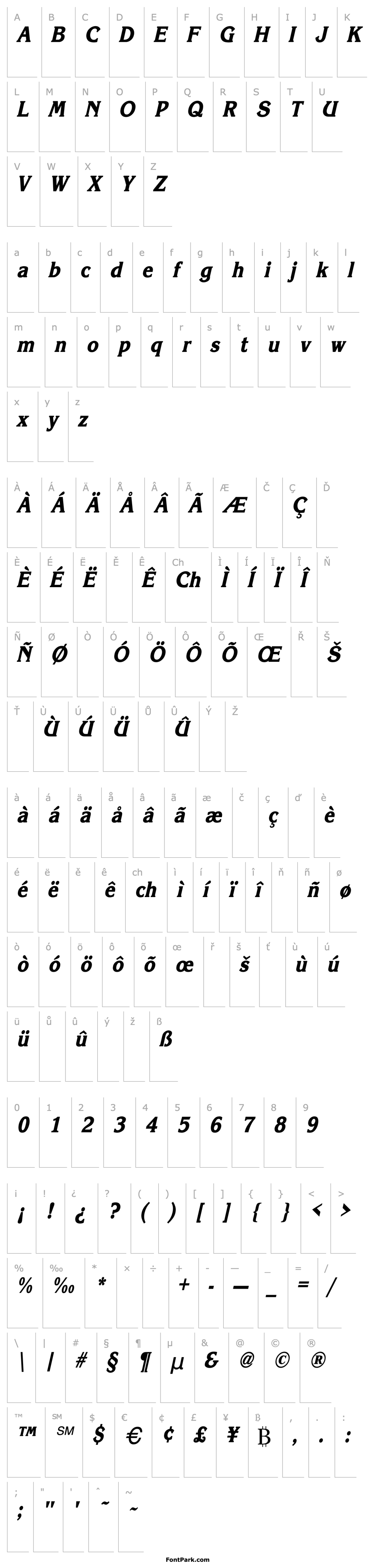 Přehled Korinna-ExtraBold Thin Italic