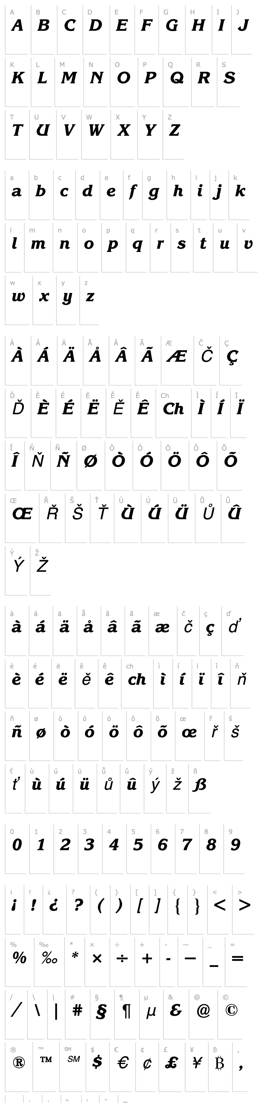 Overview KorinnaBQ-KursivExtraBold