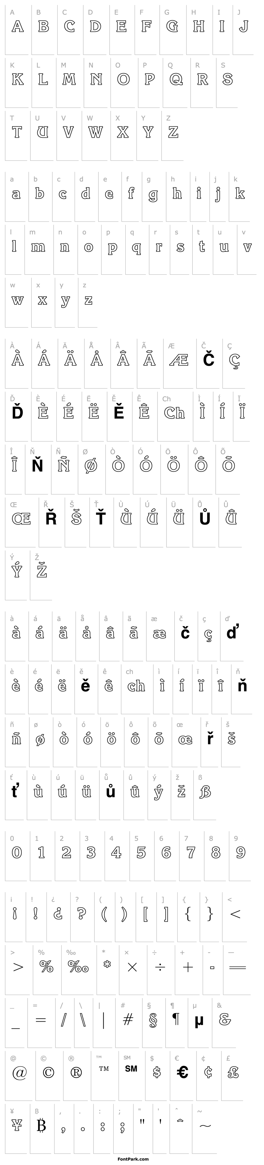 Přehled KorinnaITCbyBT-BoldOutline