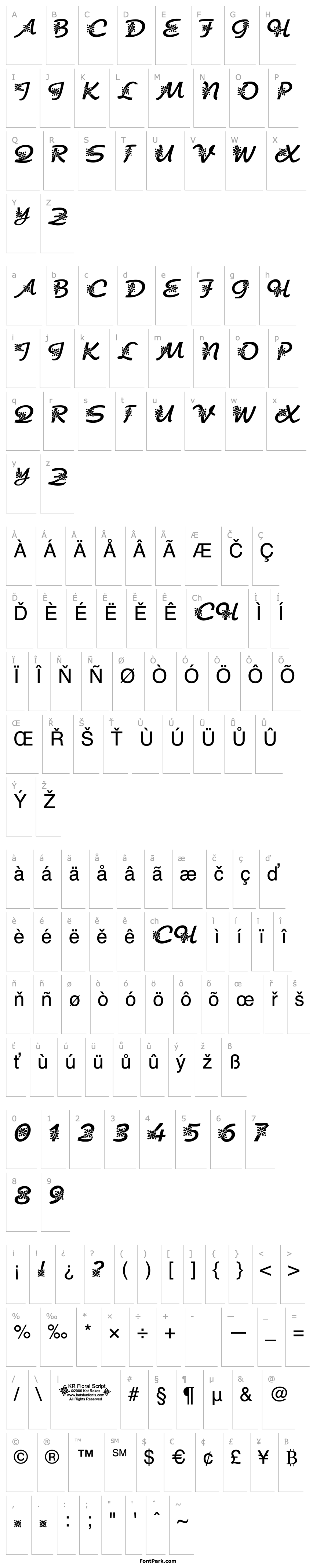 Přehled KR Floral Script