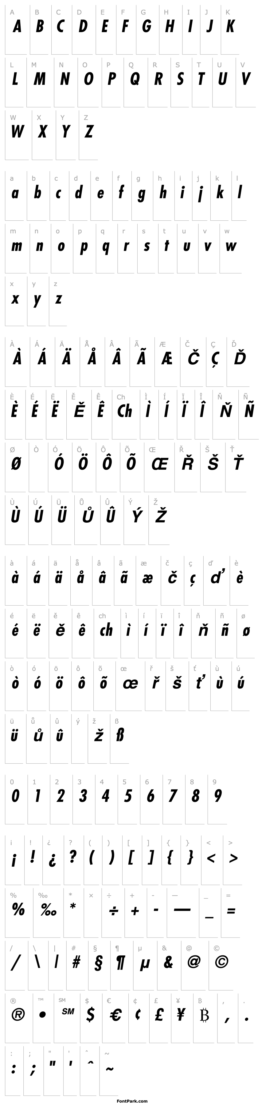 Přehled KudosBlackCondSSK Bold Italic