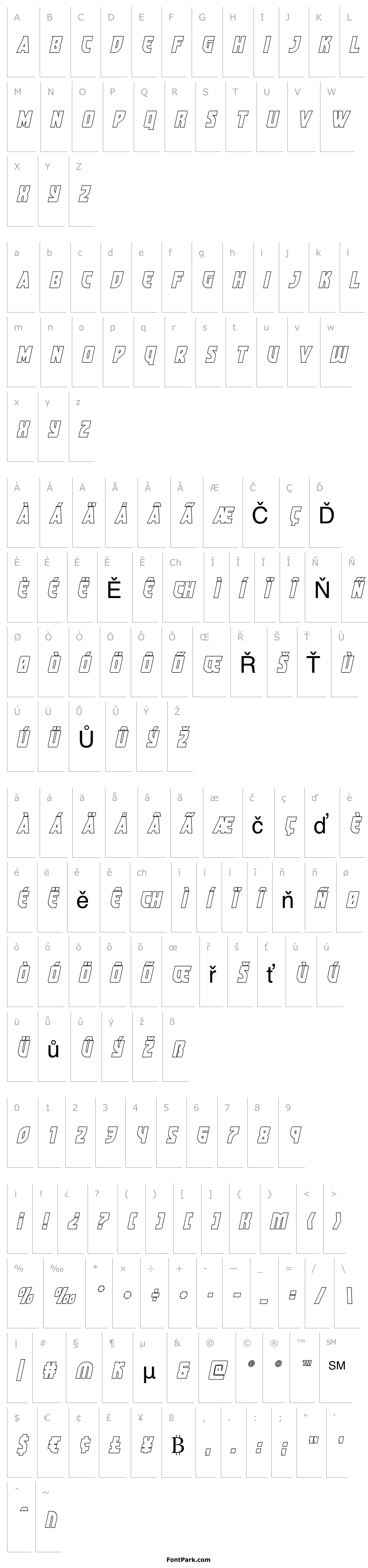 Přehled Kung-Fu Master Outline Italic