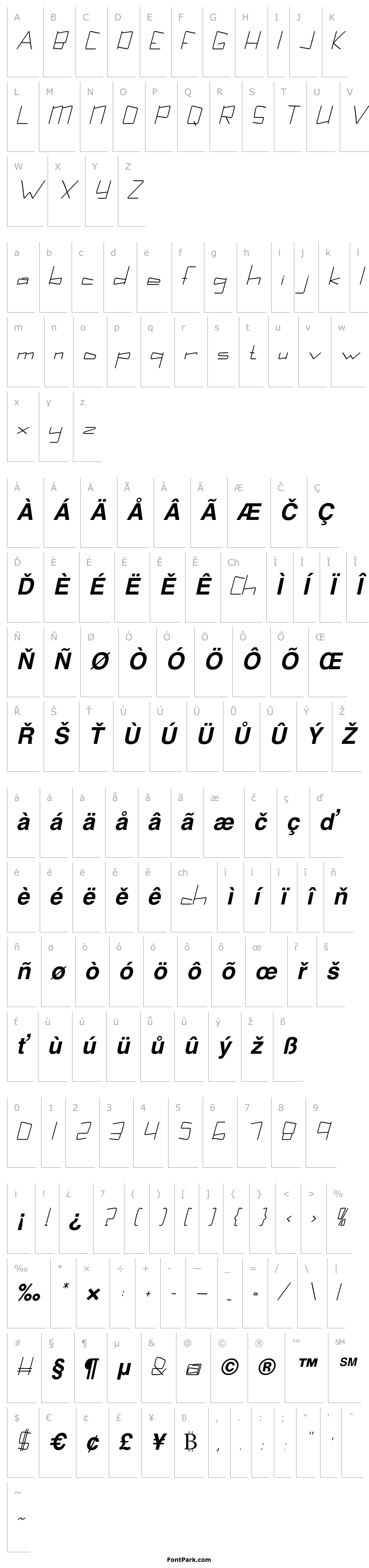 Přehled Kuppel Condensed Bold Italic