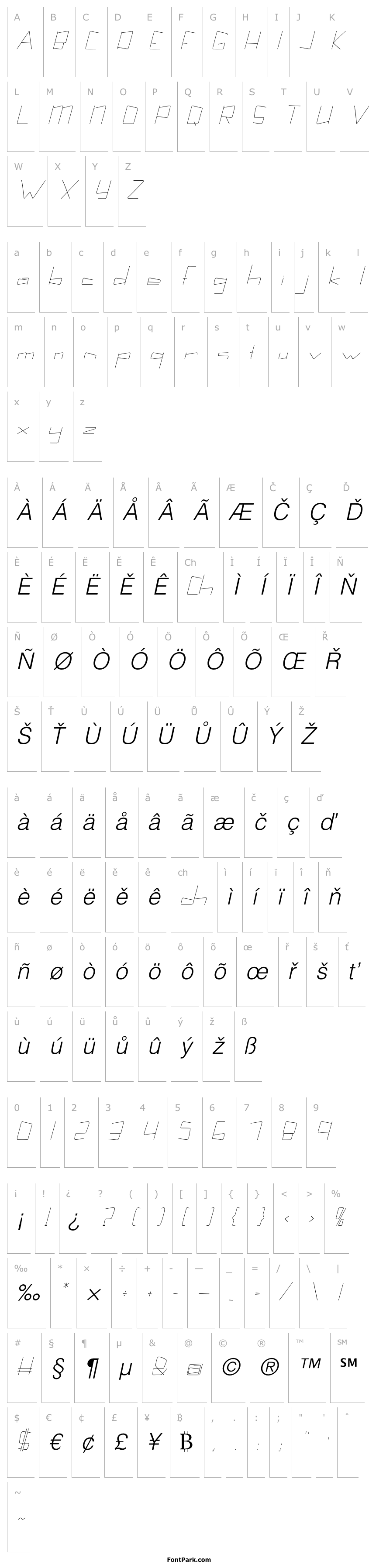 Přehled Kuppel Condensed Thin Italic