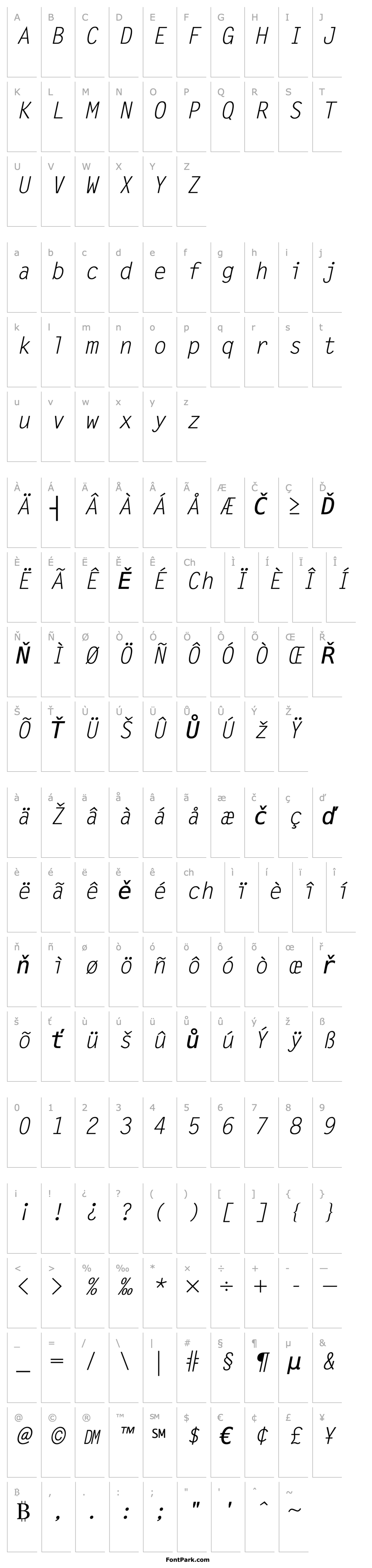 Overview LetterGothic-Slanted