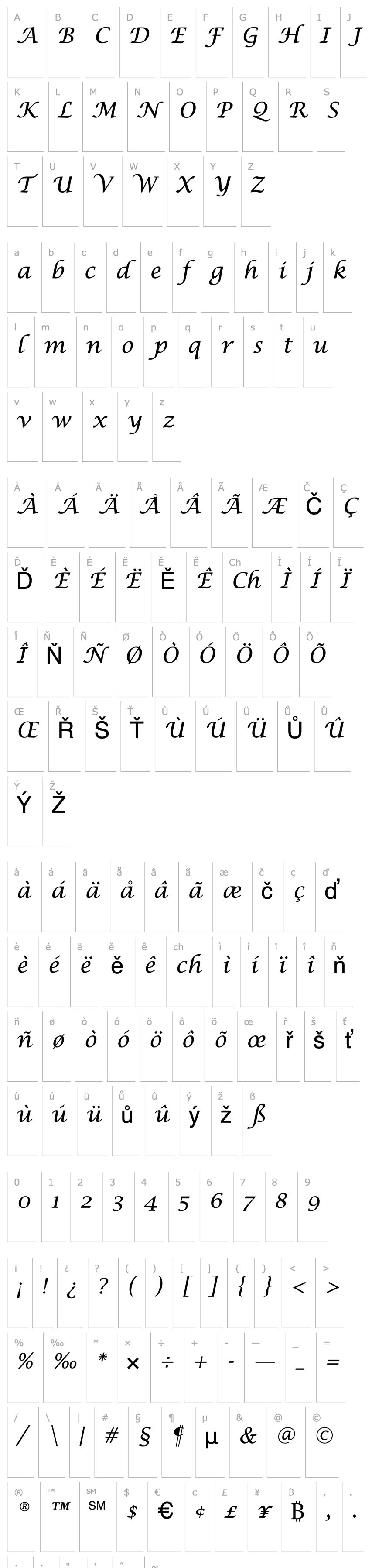 Přehled LucidaCalligraphyEF