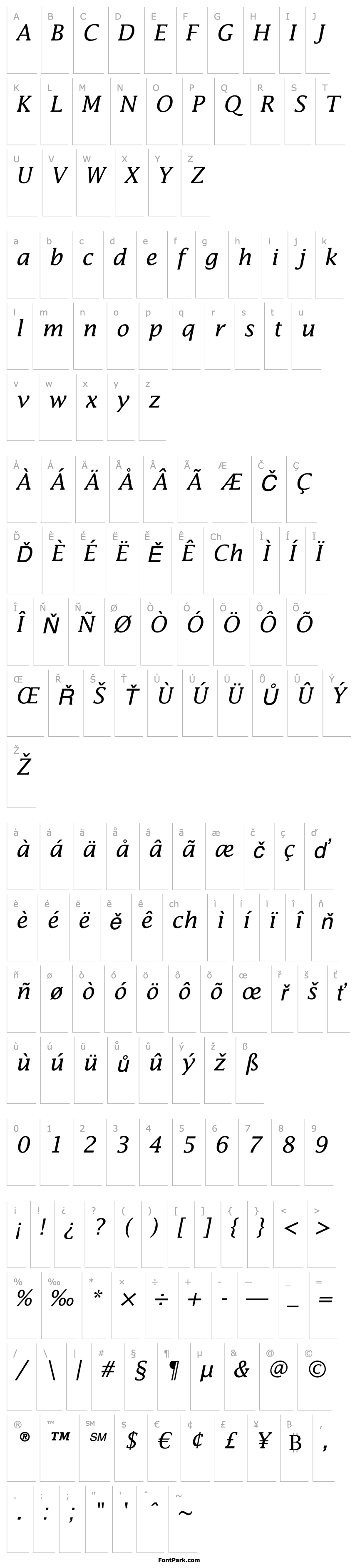 Přehled Lucida-Italic