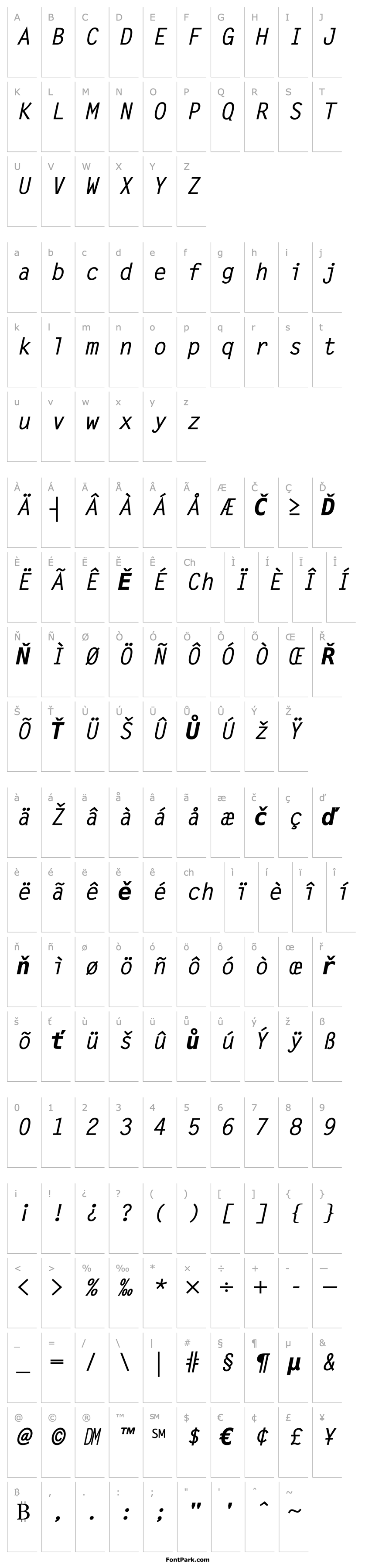 Overview LetterGothic-BoldSlanted