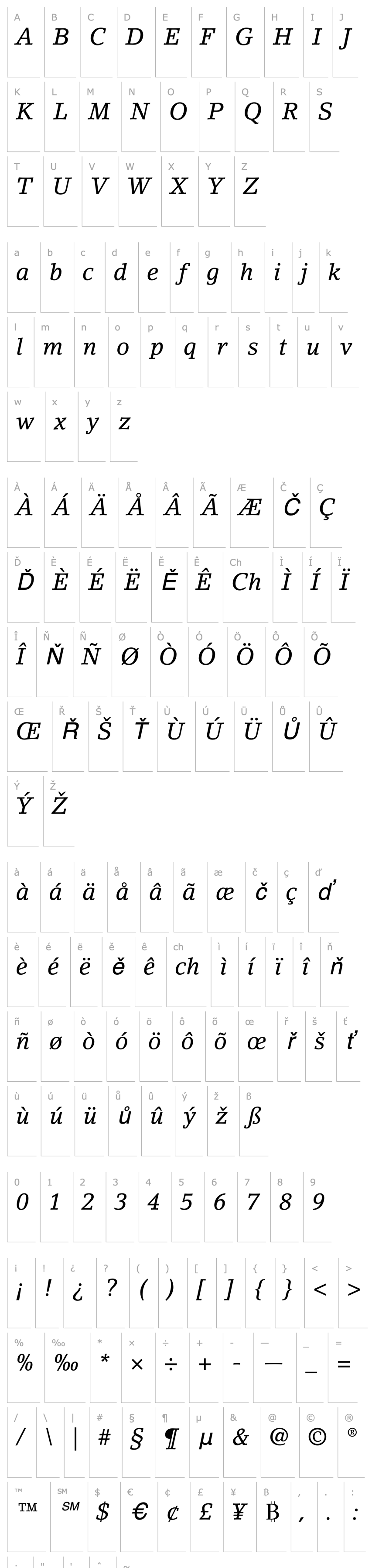 Overview LinoLetter-Italic