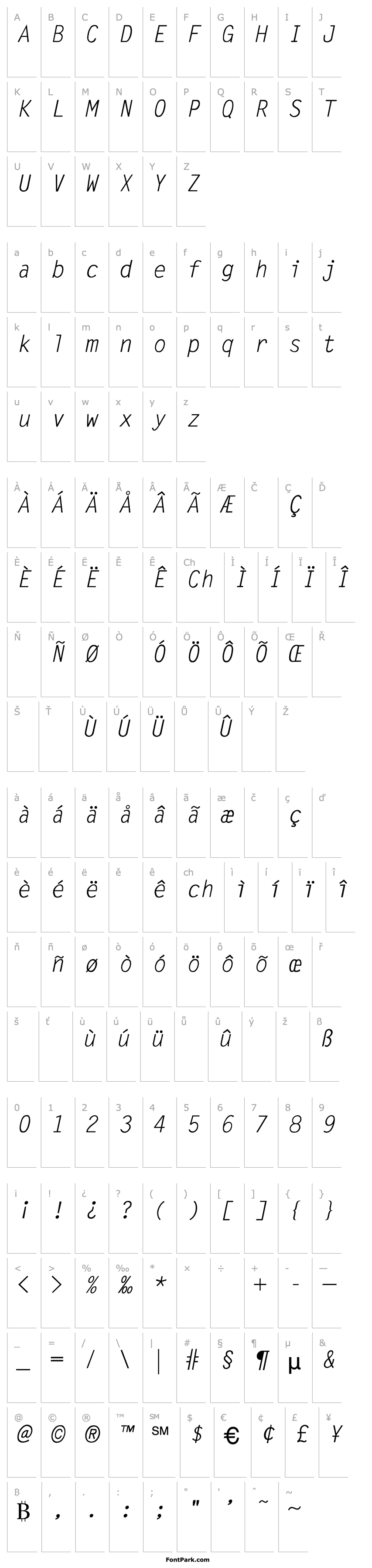 Overview LetterGothic-Italic