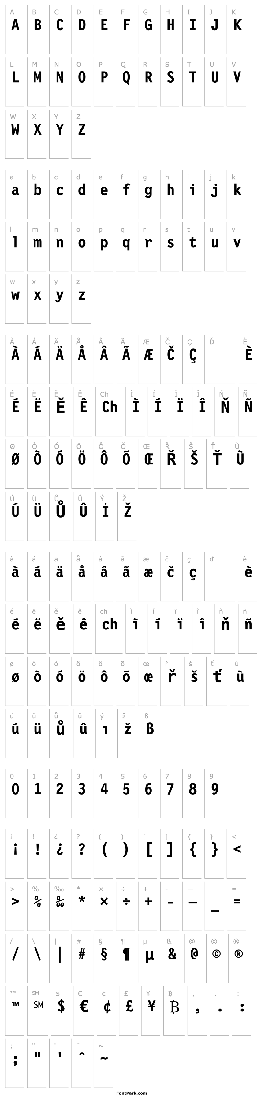 Přehled Letter Gothic 12 Pitch Bold BT