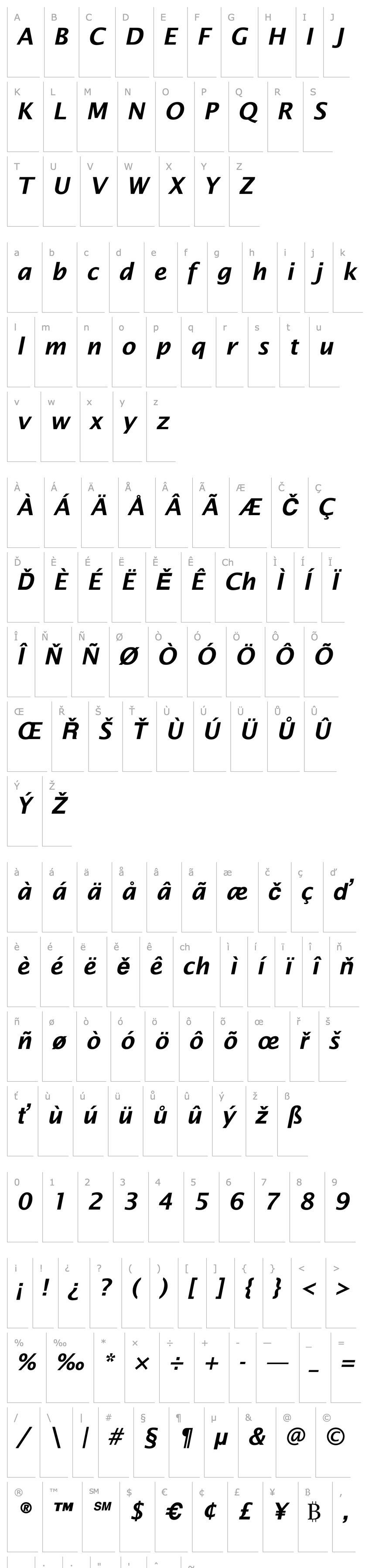 Přehled Lucida Sans Demibold Italic