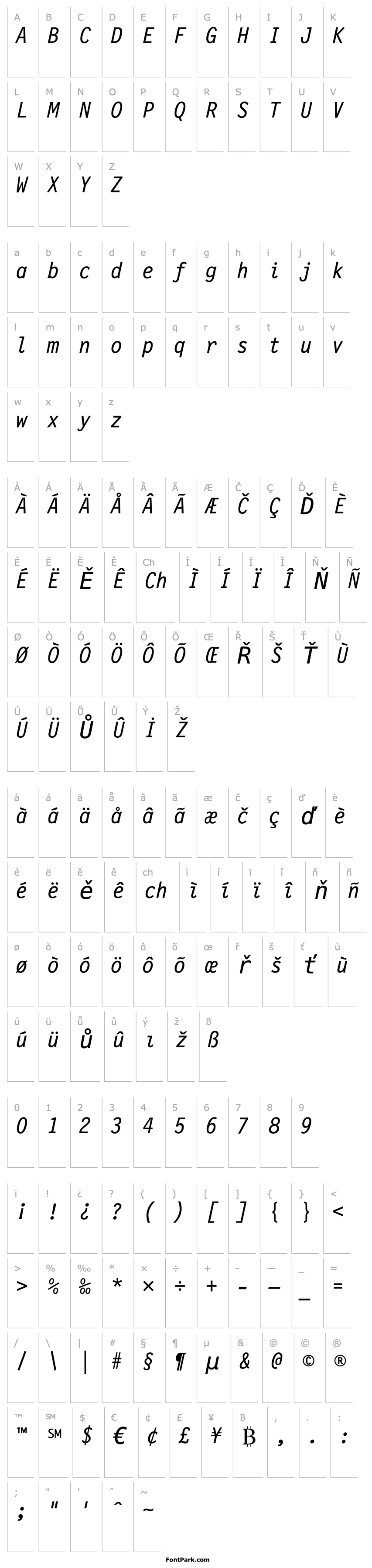 Overview Letter Gothic 12 Pitch Italic BT