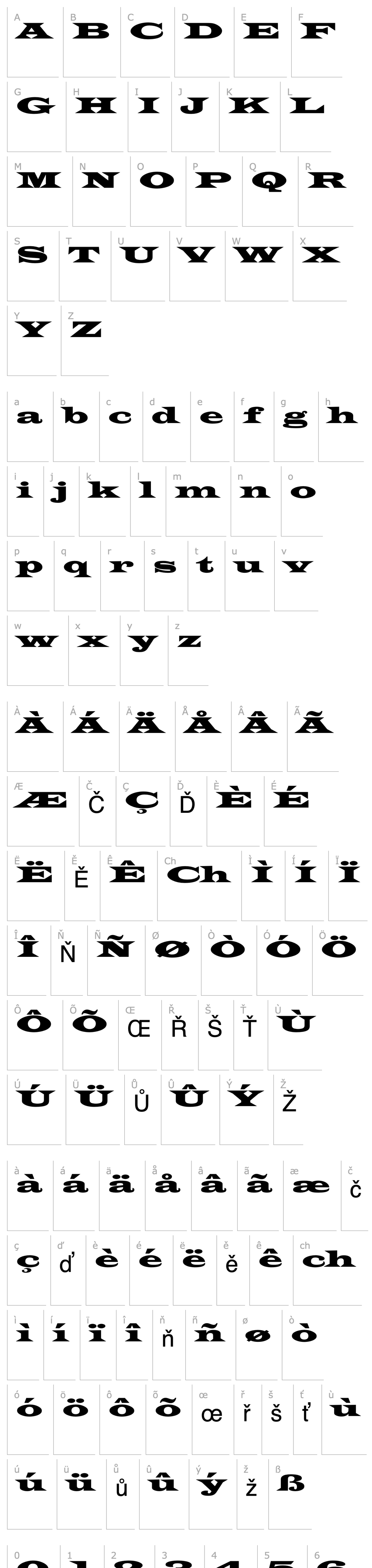 Přehled Latin WideExt Normal