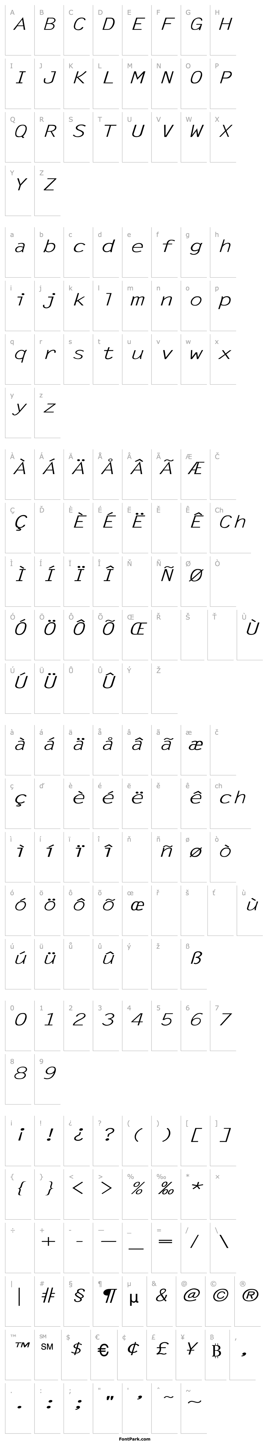 Přehled LetterGothic-Italic Ex