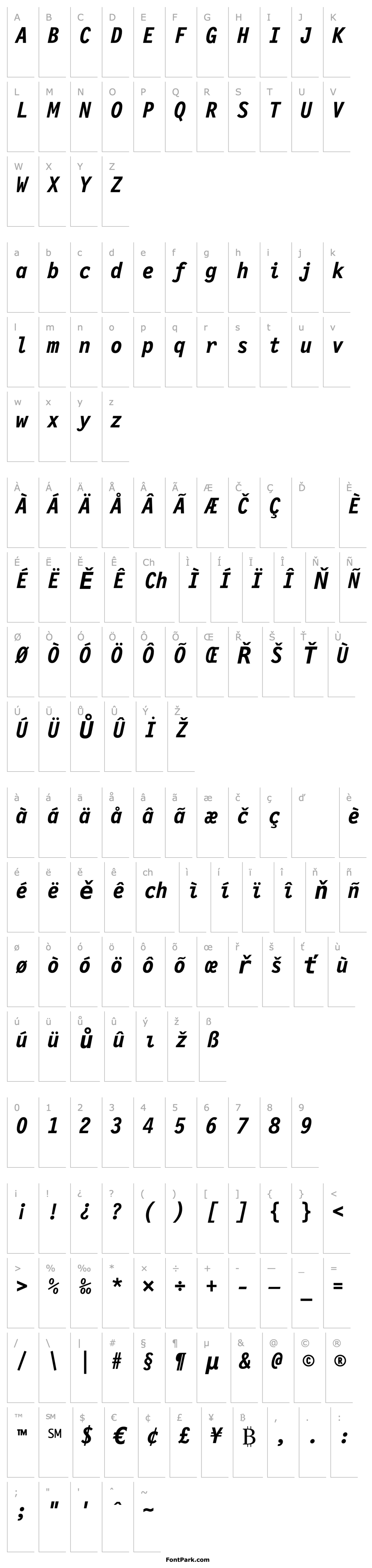 Overview Letter Gothic 12 Pitch Bold Italic BT