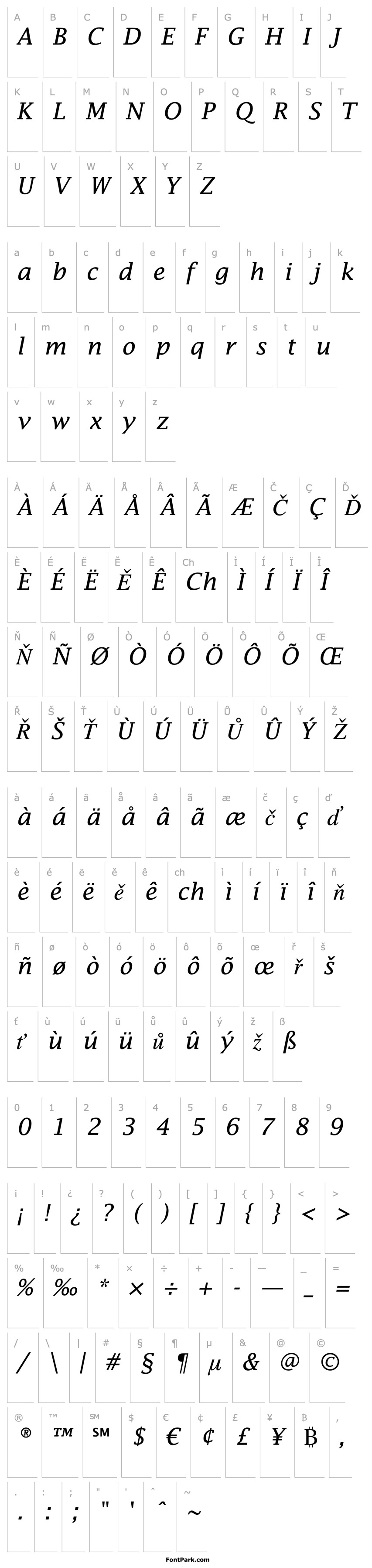 Přehled Lucida Fax Italic