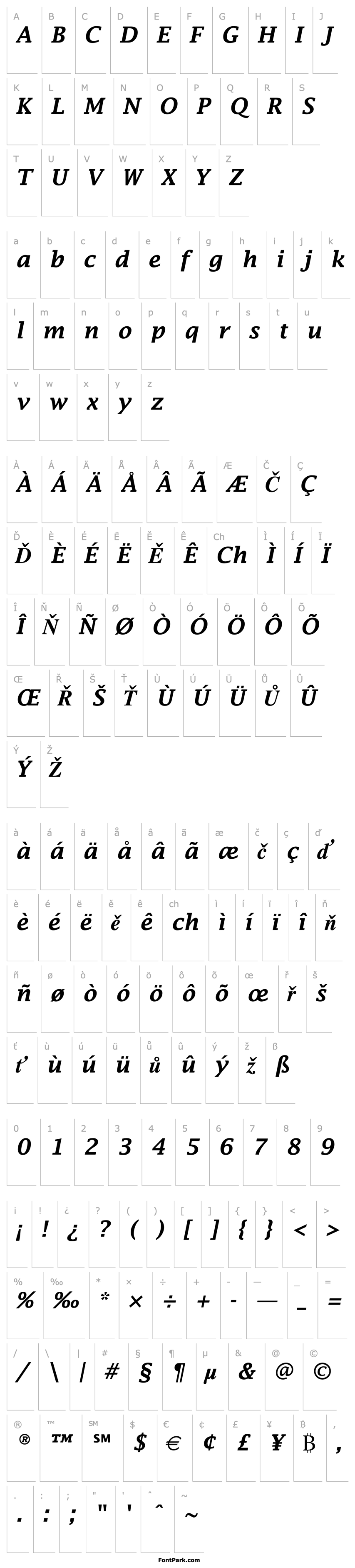 Přehled Lucida Fax Demibold Italic