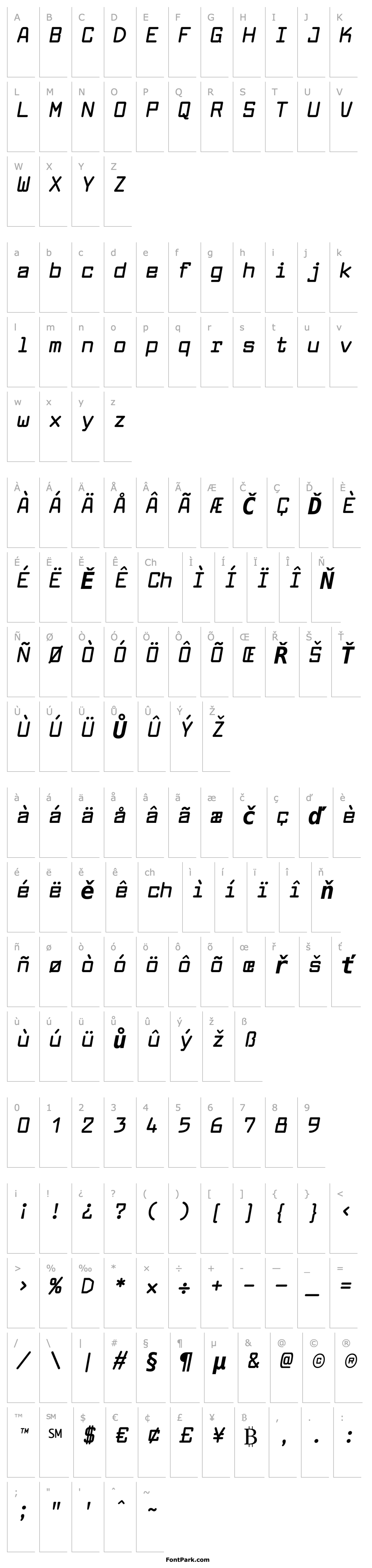 Přehled Larabiefont Bold Italic