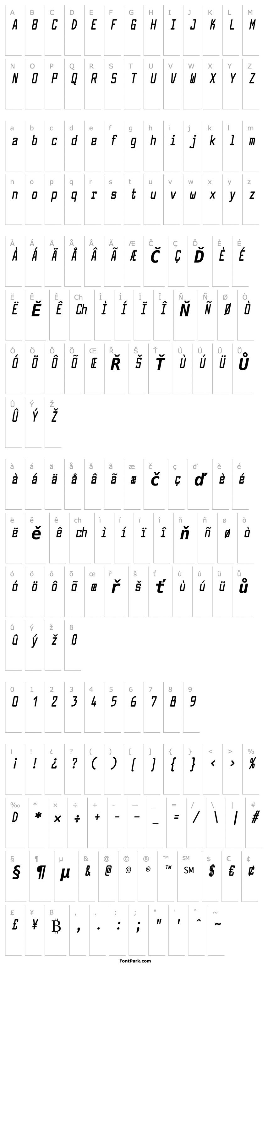 Overview Larabiefont Compressed Bold Italic