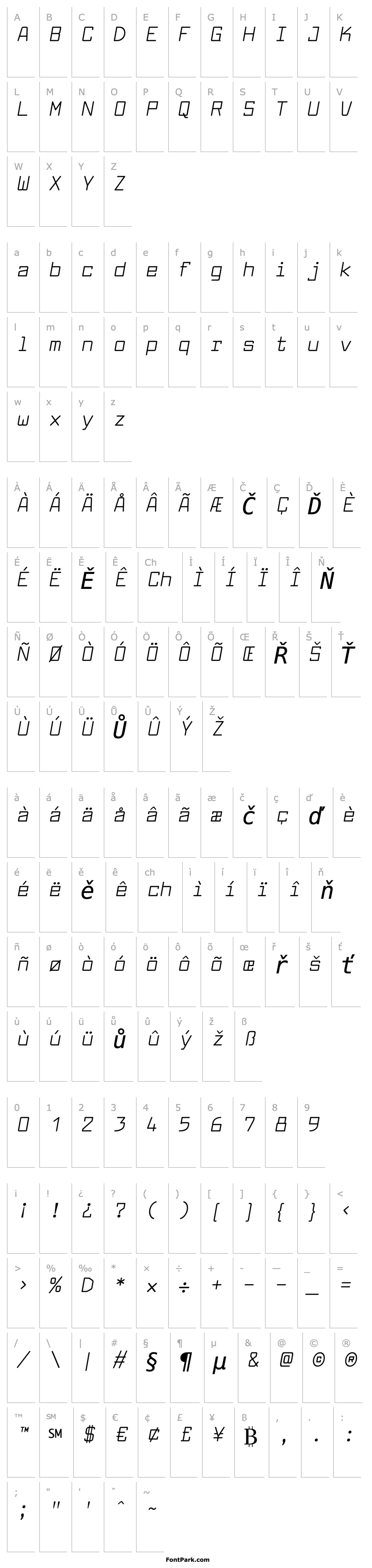 Přehled Larabiefont Italic