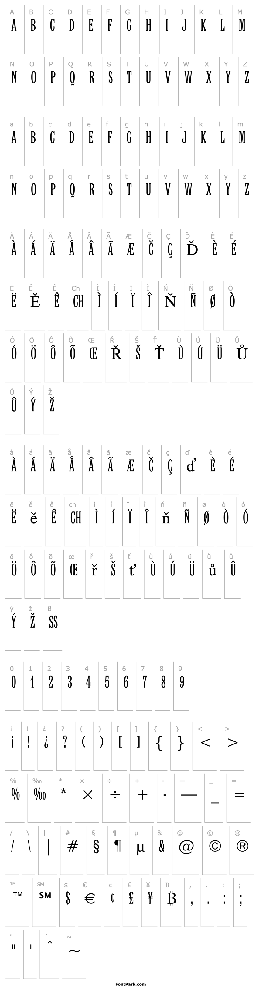 Overview Latin Extra Condensed BT