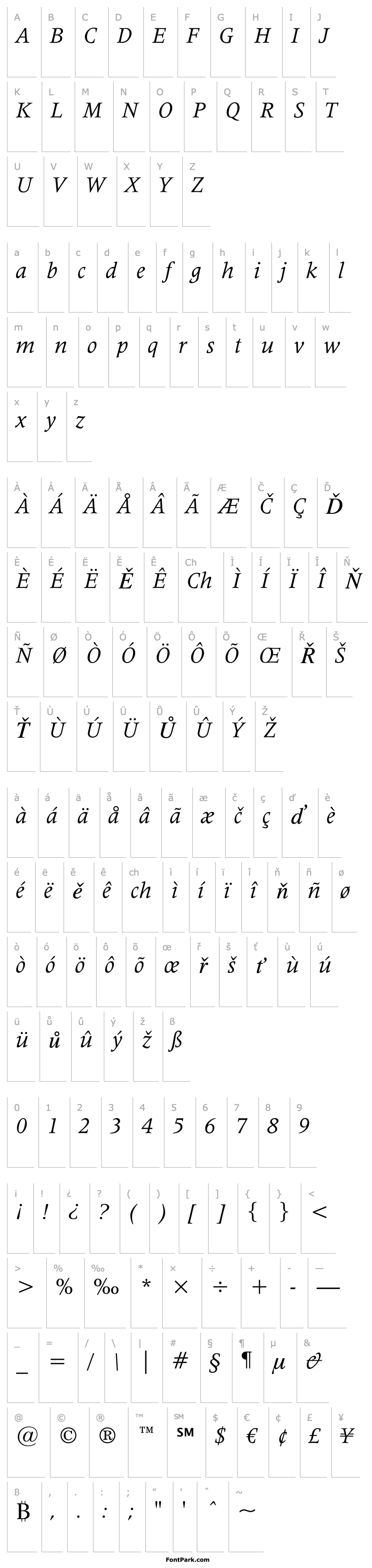 Overview Latin725 BT Italic