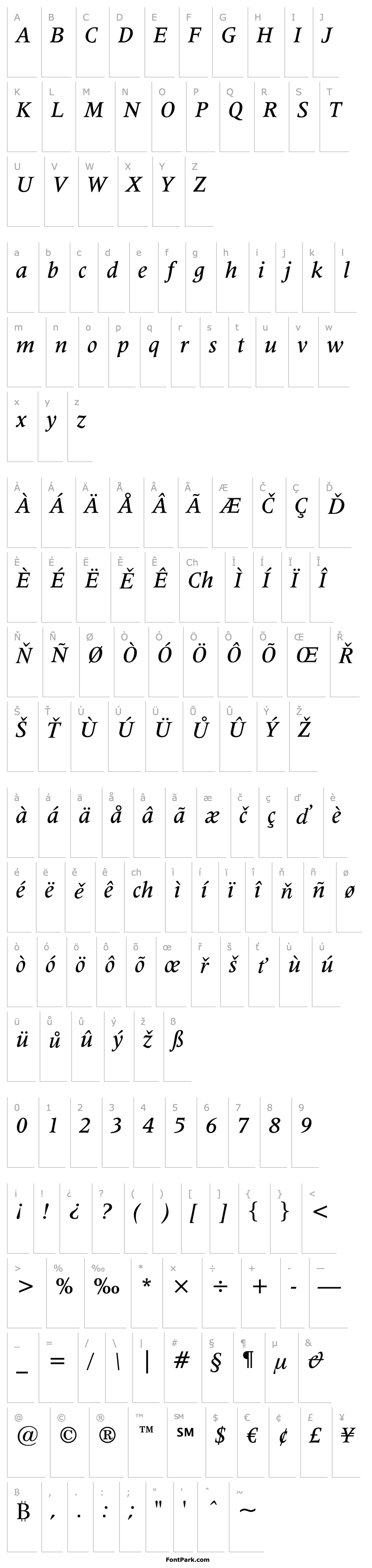 Overview Latin725 Md BT Medium Italic