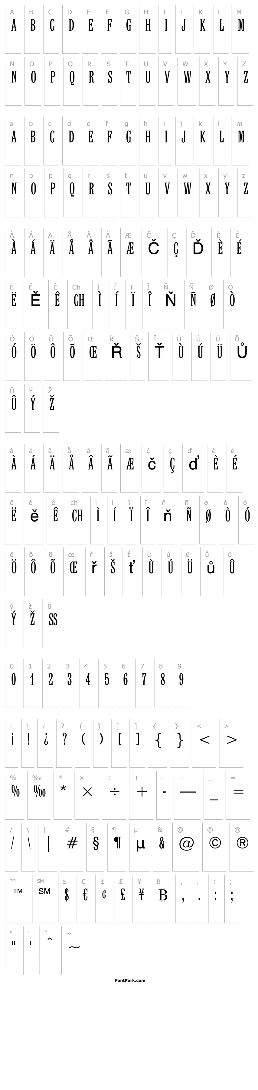 Overview LatinExtraCondensedBT-Regular