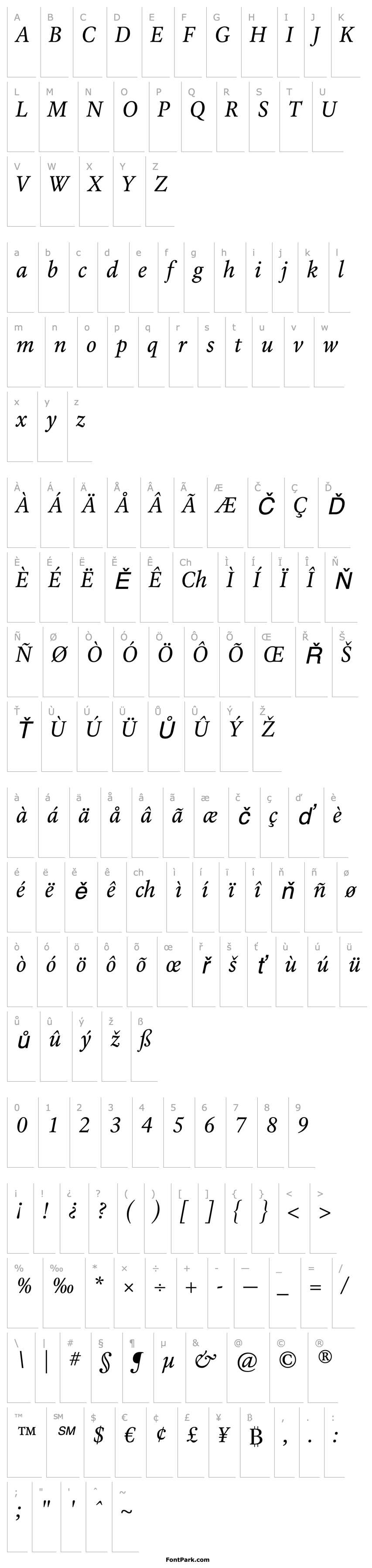 Přehled LaurentianStd-Italic