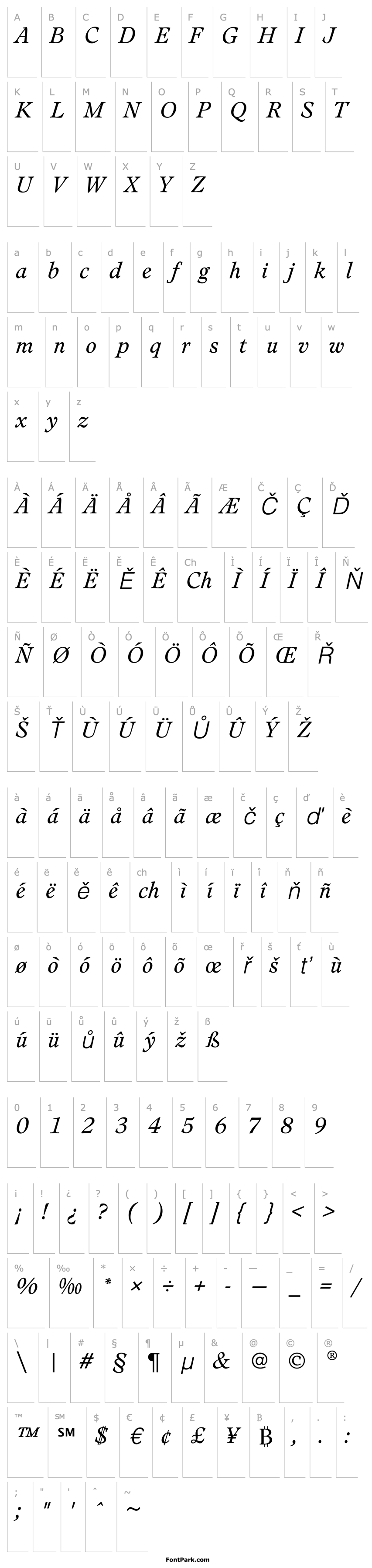 Přehled LeamingtonEF-LightItalic