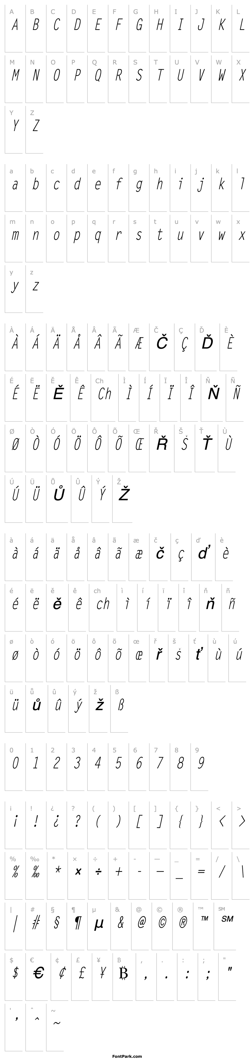 Overview Lechter Condensed Italic