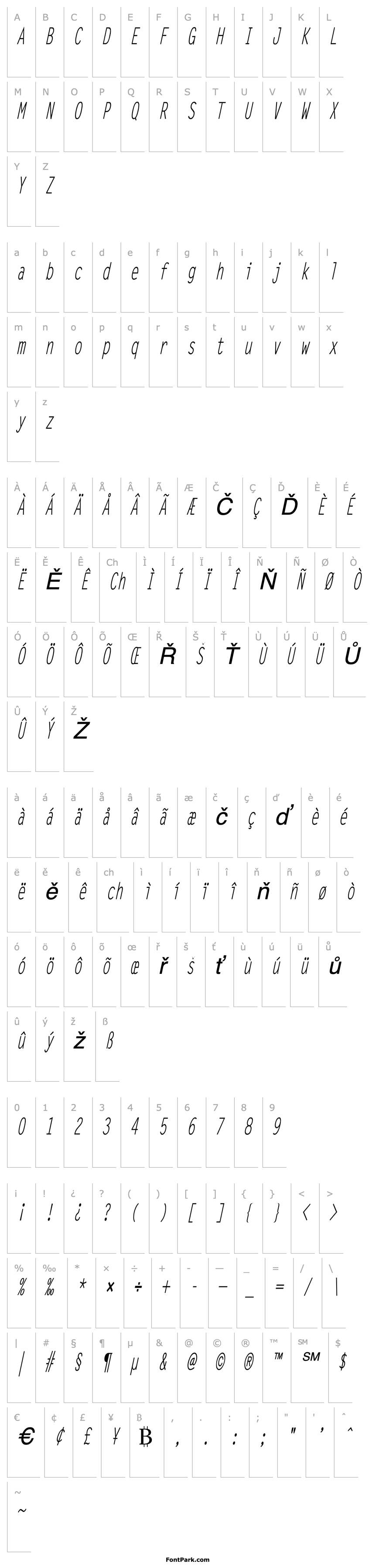 Přehled Lechter Thin Italic