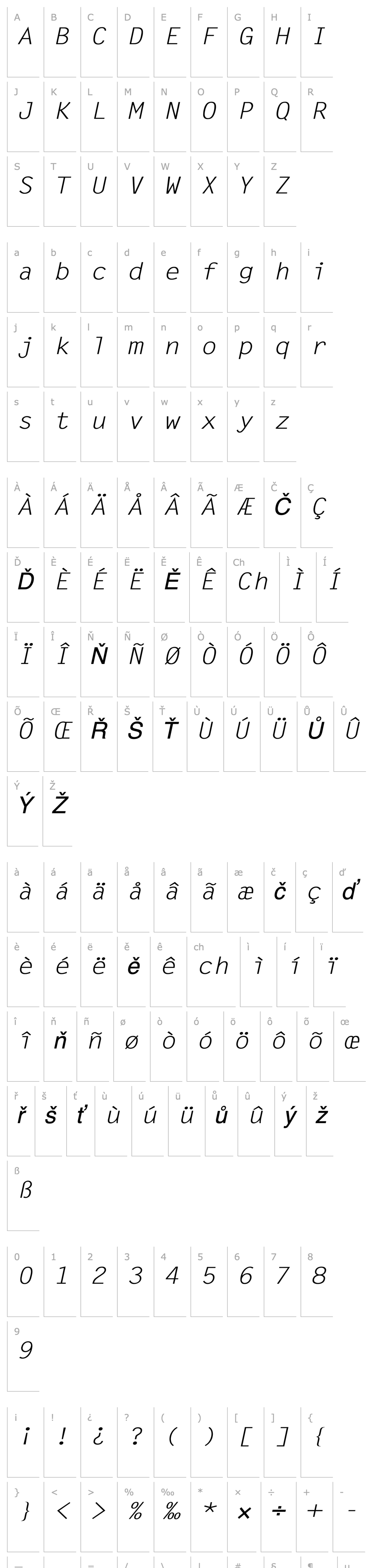 Přehled Lechter Wide Italic