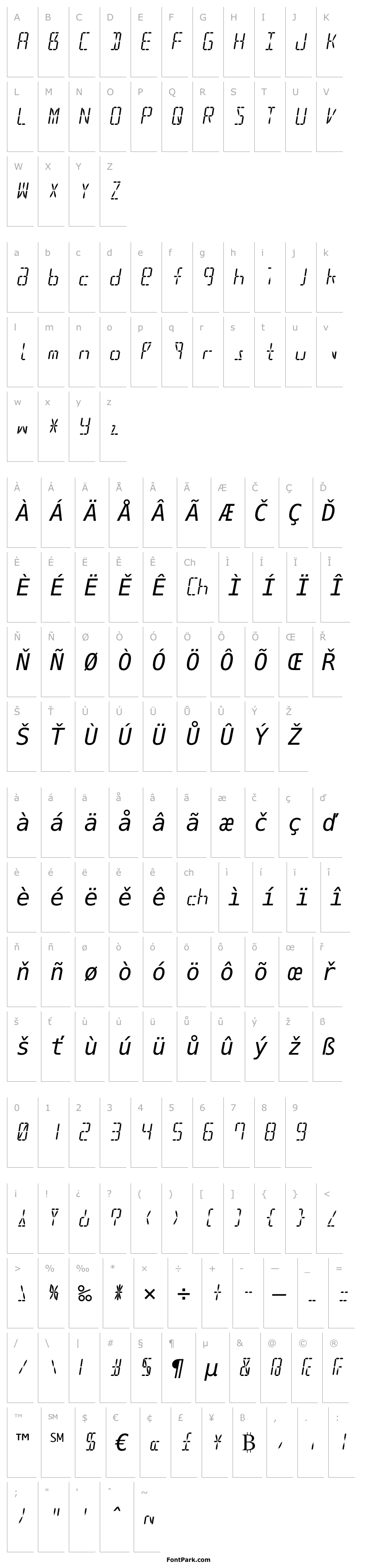 Přehled LED 16 Segment 2 Italic