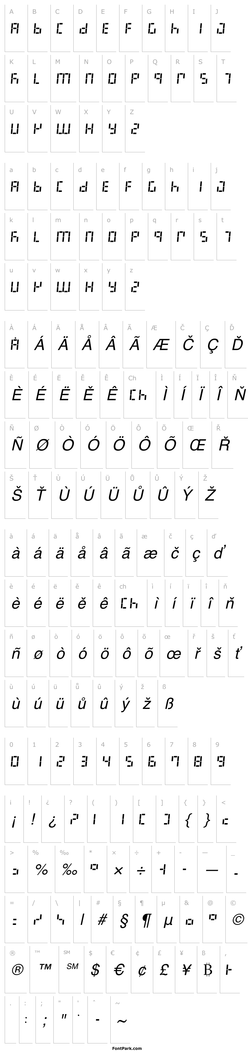 Přehled LED Digital 7 Italic