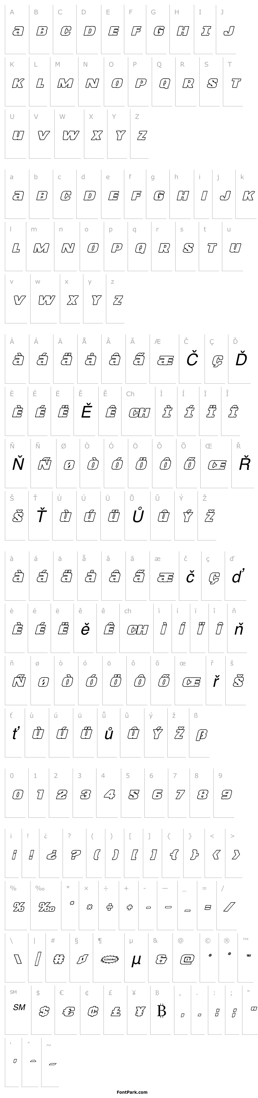 Overview Left Hand Luke Bold Outline Italic