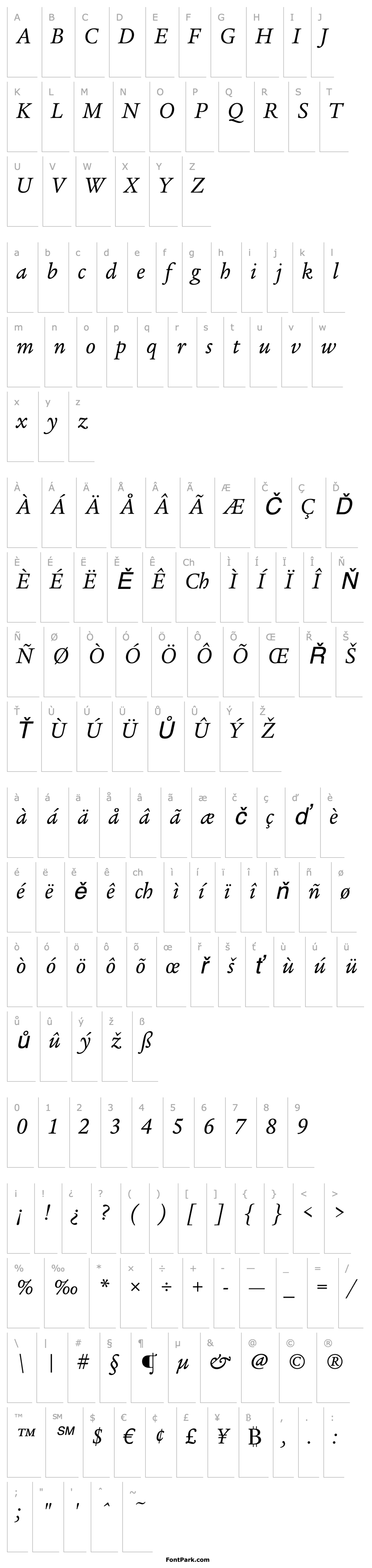 Overview Legacy Serif ITC Book Italic