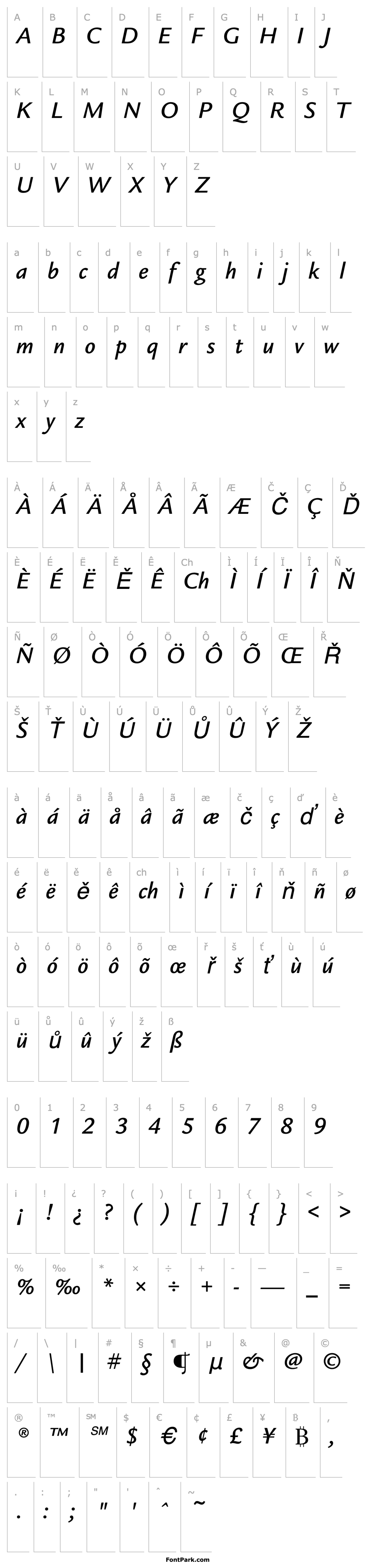 Přehled LegacySansEF-MediumItalic